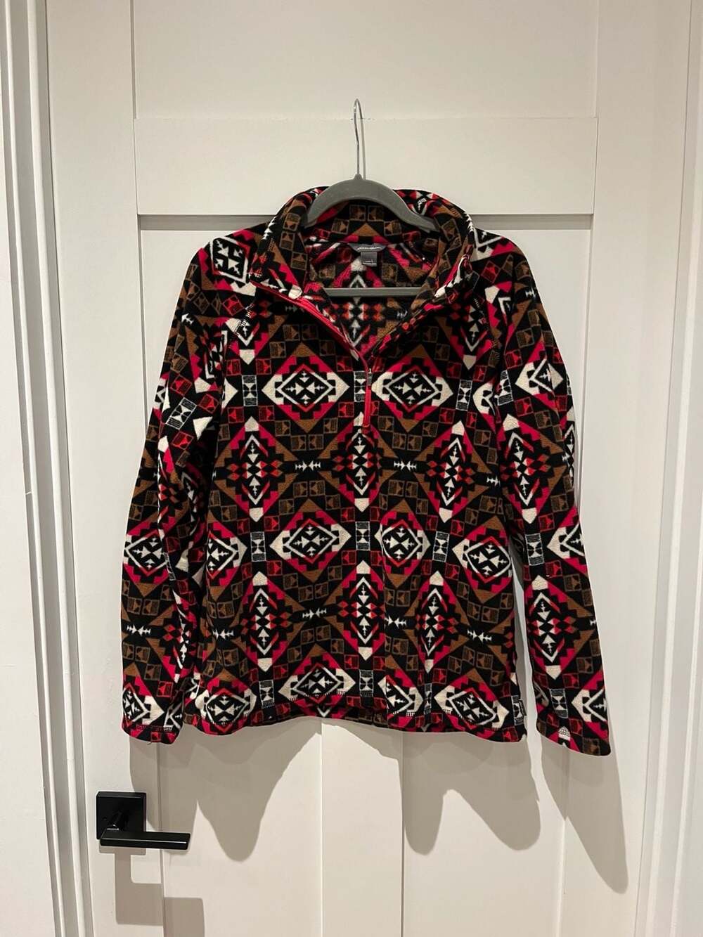 Eddie Bauer Women's Southwestern Geometric Print Quarter-Zip Fleece Pullover, Si